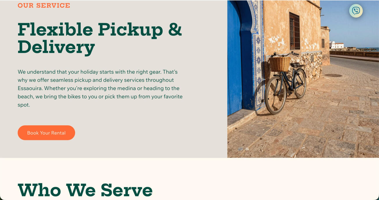 Easy to use, friendly modern simple site. Customers can change the language and directly chat via whatsapp integrated into the website